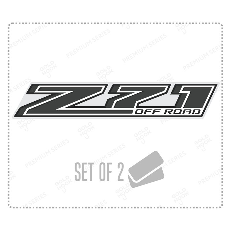 GOLD HOOK Decal for Trucks Chevy Silverado Z71 Off Road Stickers - F (2014-2024) Bed Side 1500 2500 HD Premium Series (Black/Metallic Finish) - Image 1